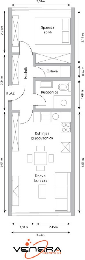2 soban stan 42 m2 Utrine (potpuno renoviran) (prodaja)