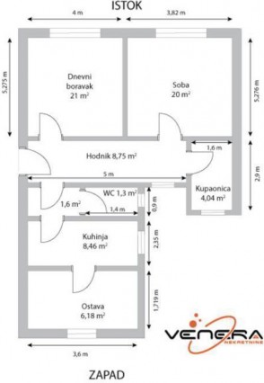 2 soban stan, 72 m2, Smičiklasova ulica
